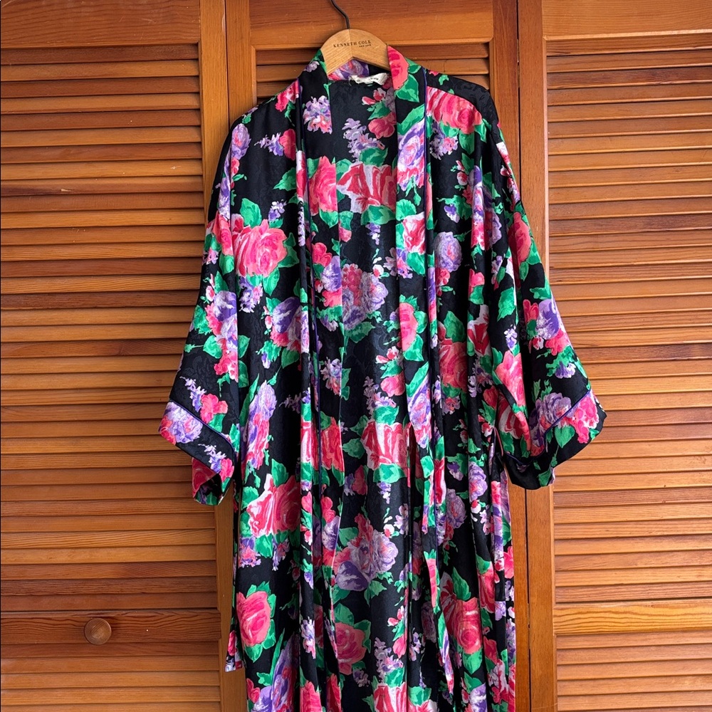 Christian Dior Lounge Wear Floral Tie Waist Robe Size L - Picture 3 of 12